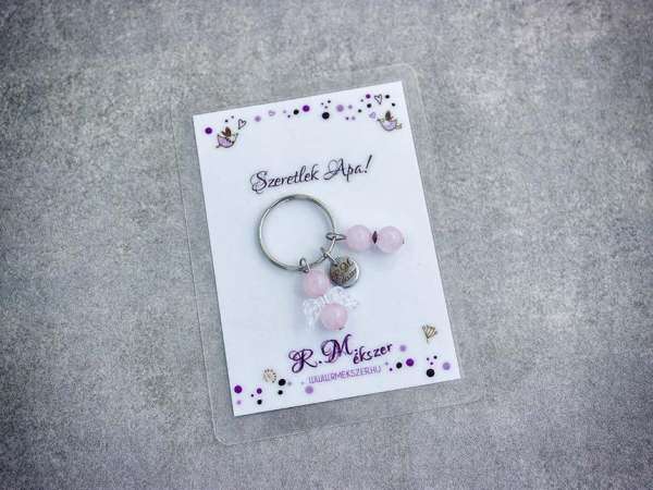 Szeretlek Apa kulcstartó rózsakvarccal
