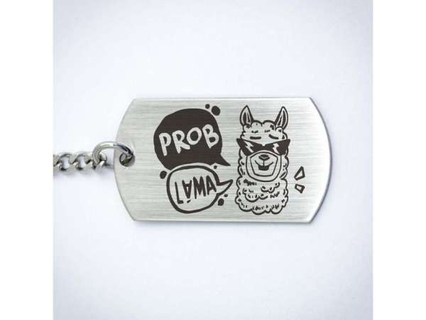 Prob-Láma acél medálos kulcstartó
