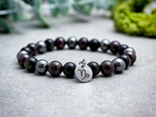 Bak csillagjegy medálos ásvány karkötő