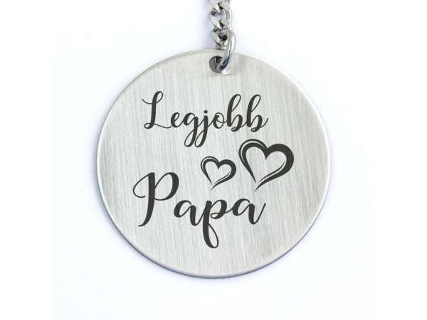 Legjobb Papa acél medálos kulcstartó