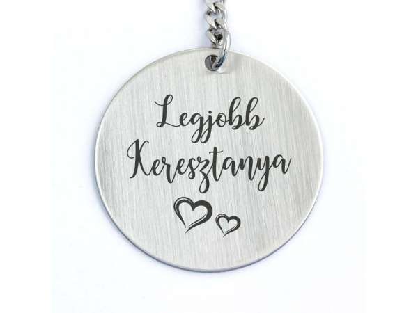 Legjobb Keresztanya acél medálos kulcstartó
