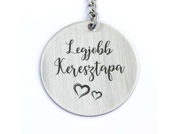Legjobb Keresztapa acél medálos kulcstartó