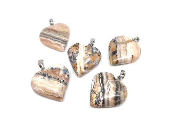 Szív medál Kalcit zebra