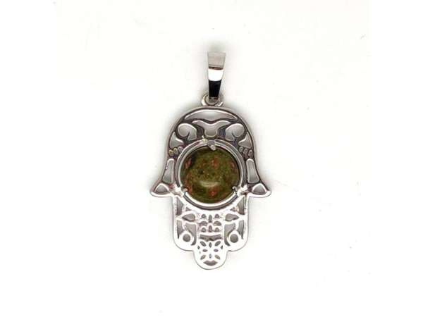 Fatima keze medál fémmel unakit 2x3cm