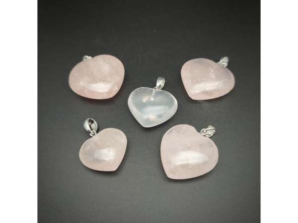 Szív medál Rózsakvarc 3-4cm (MDG)