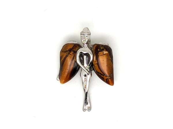 Angyal szárnyas fém medál Tigrisszem 23x33mm