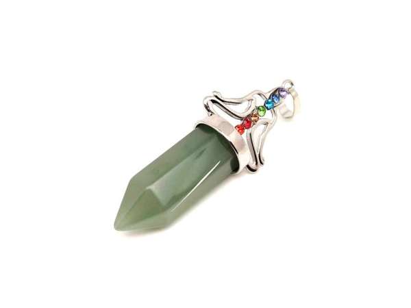 Csúcs medál fém buddha Aventurin 12x60mm