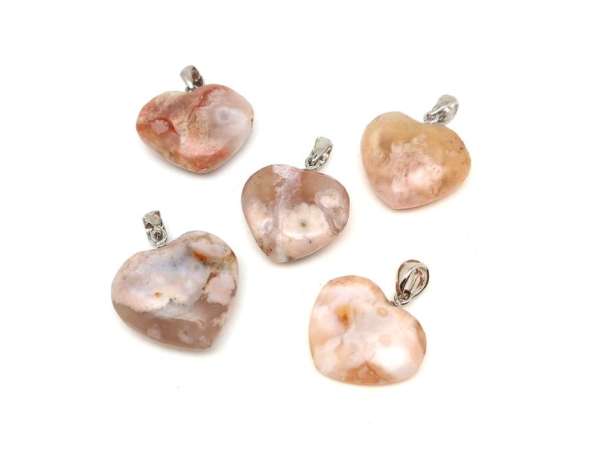 Szív medál achát virág 2-3cm (MDG)