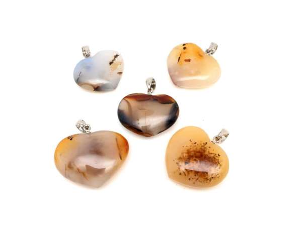 Szív medál achát dendrites 2,5-3,5cm