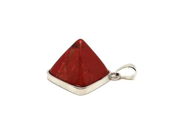 Piramis medál fémmel Jáspis vörös 2x2cm