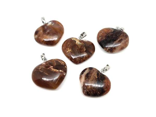 Szív medál opál barna 3cm (MDG)