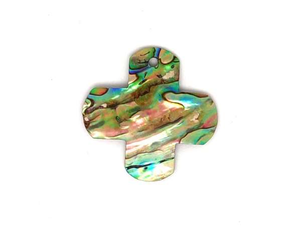 Átfúrt pávakagyló medál kereszt forma 3-4x3-4cm