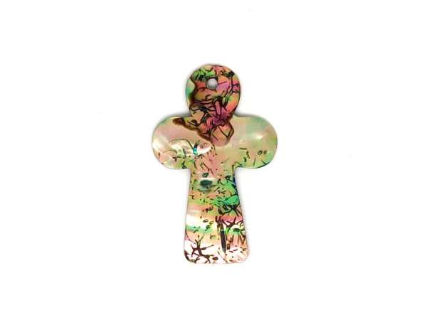 Átfúrt pávakagyló medál kereszt 20-30x40-50mm