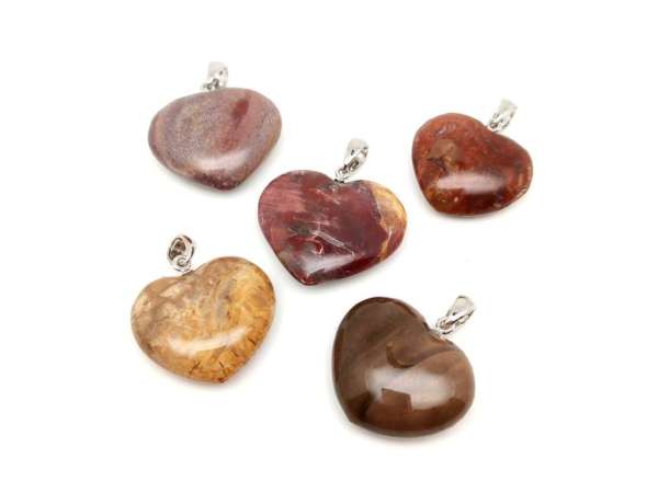 Szív medál Fa kövület A 2,5-3,5cm (MDG)