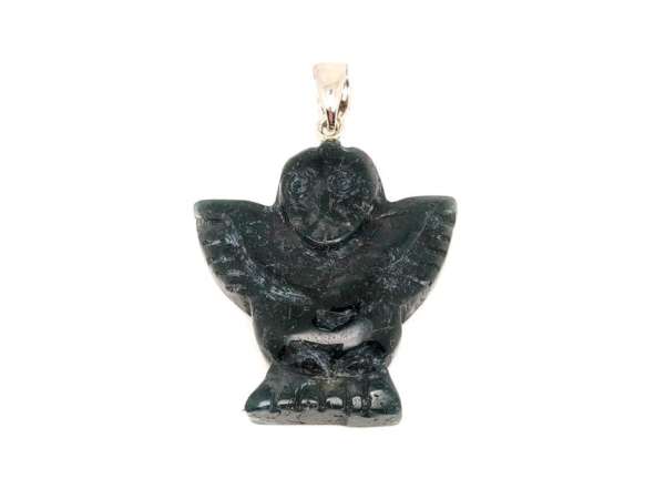 Medál bagoly moha achát 3x3cm