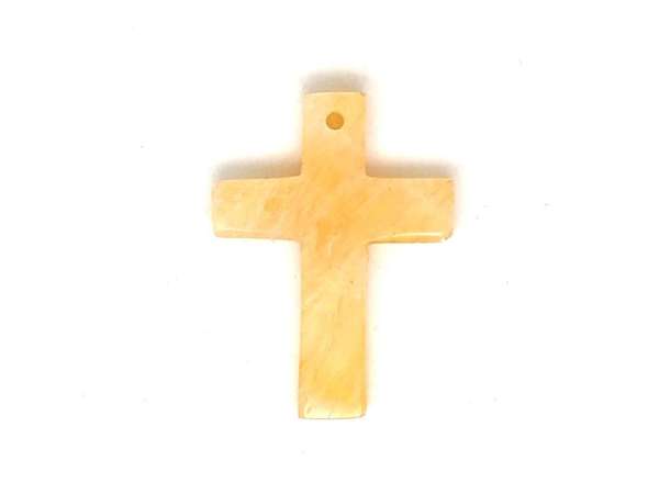 Átfúrt medál Kalcit narancs kereszt 35x45mm