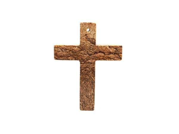 Átfúrt medál Jáspis kép kereszt 50x65mm