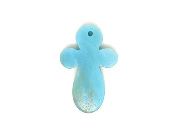 Átfúrt medál Amazonit Kopt kereszt kerek 30x40mm