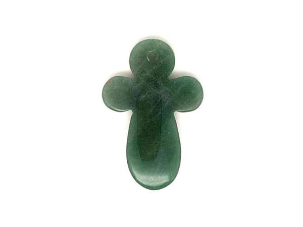 Átfúrt medál Aventurin Kopt kereszt kerek 30x40mm