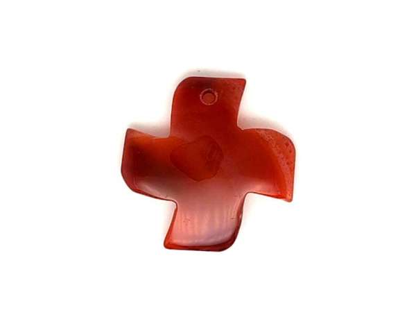 Átfúrt medál Karneol kereszt 30x30mm