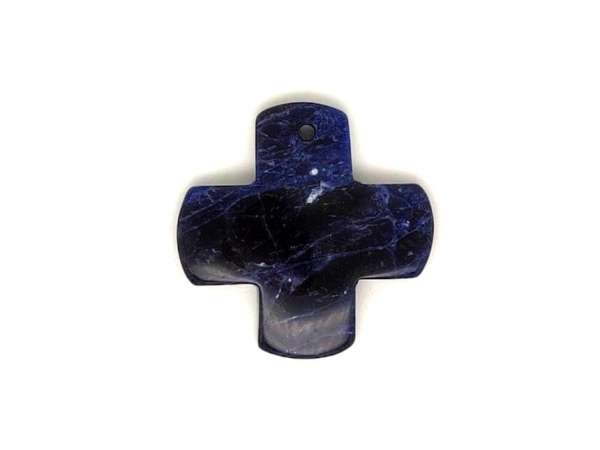 Átfúrt medál Szodalit kereszt 30x30mm