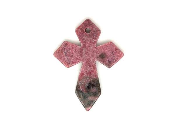 Átfúrt medál Rodonit kereszt 40x55mm