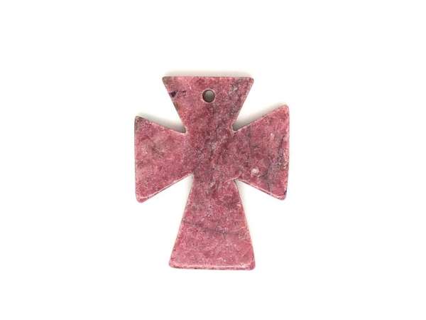 Átfúrt medál Rodonit kereszt 40x50mm