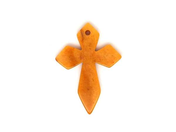 Átfúrt medál Aventurin sárga kereszt 40x55mm