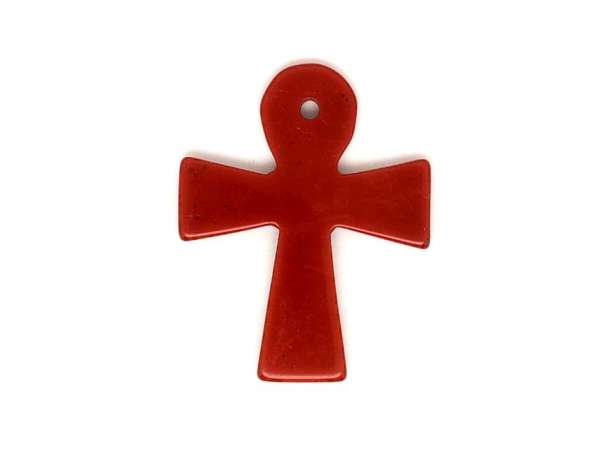 Átfúrt medál Jáspis vörös kereszt 40x50mm