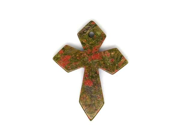 Átfúrt medál Unakit kereszt 40x55mm