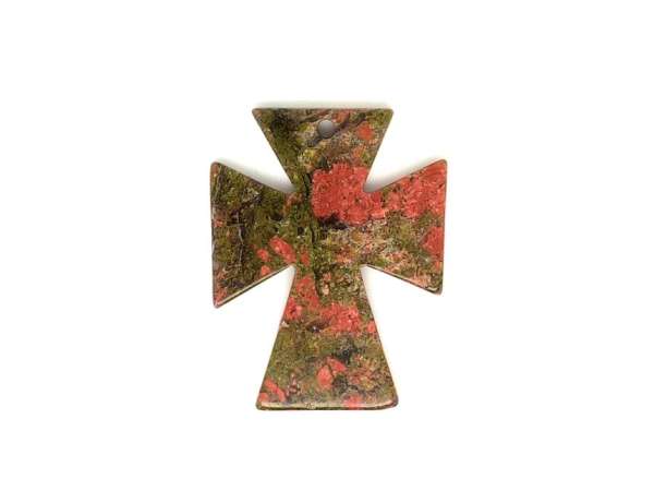 Átfúrt medál Unakit kereszt 40x50mm