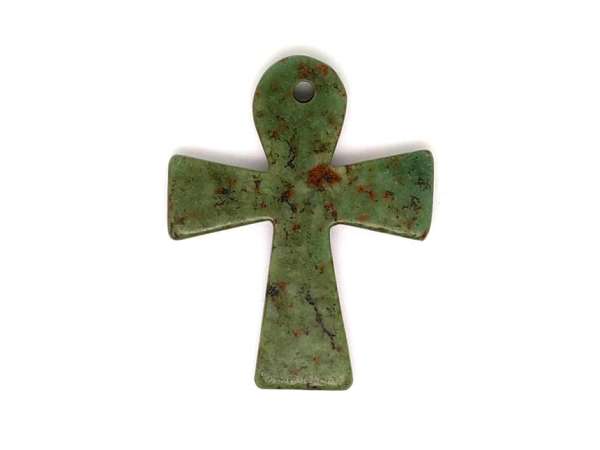 Átfúrt medál Jáde afrikai kereszt 40x50mm