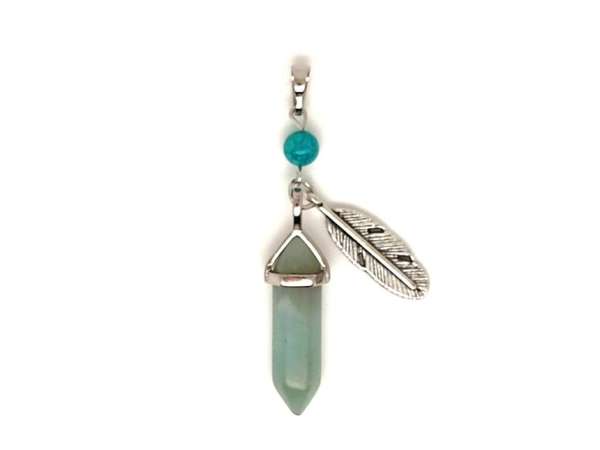 Vogel medál fém toll Amazonit 8x30mm