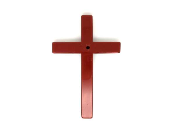 Átfúrt medál jáspis vörös kereszt 6-8x10-13cm