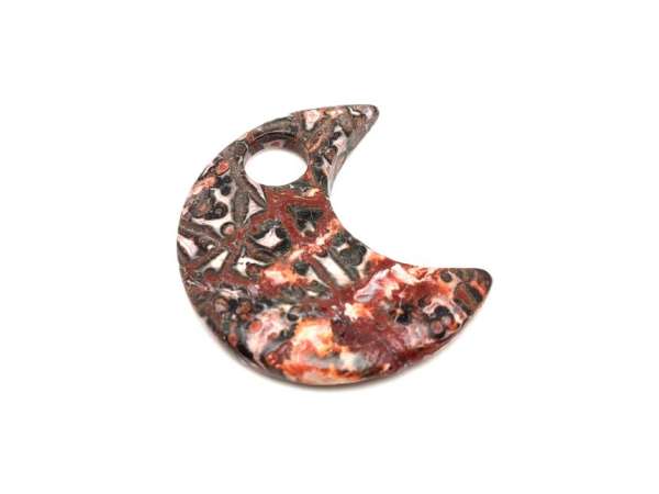 Jáspis leopárd medál átfúrt félhold 35mm