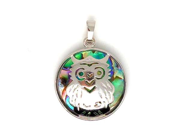 Bagoly fém medál pávakagyló 27mm
