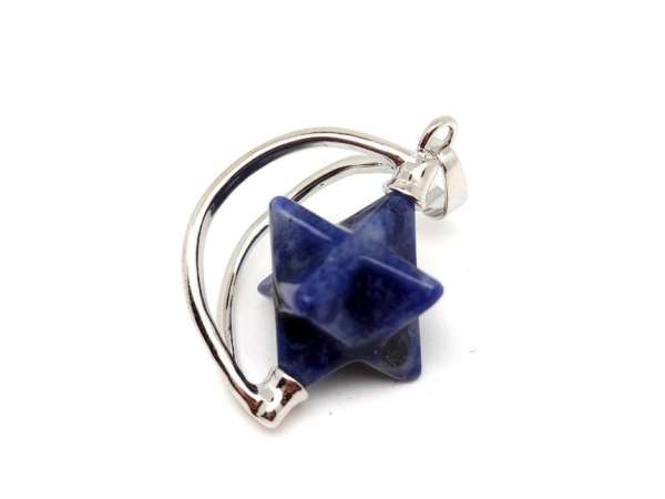 Merkaba medál fémmel Szodalit 2x3cm