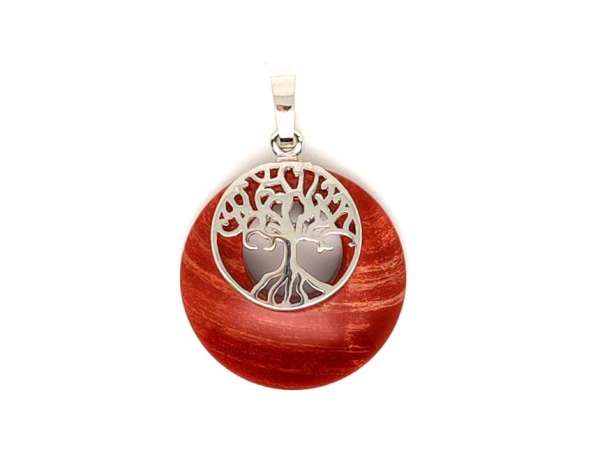 Fánk medál életfa Jáspis vörös 3cm