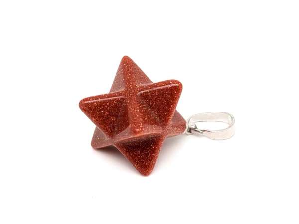 Merkaba medál goldstone vörös 2x2cm