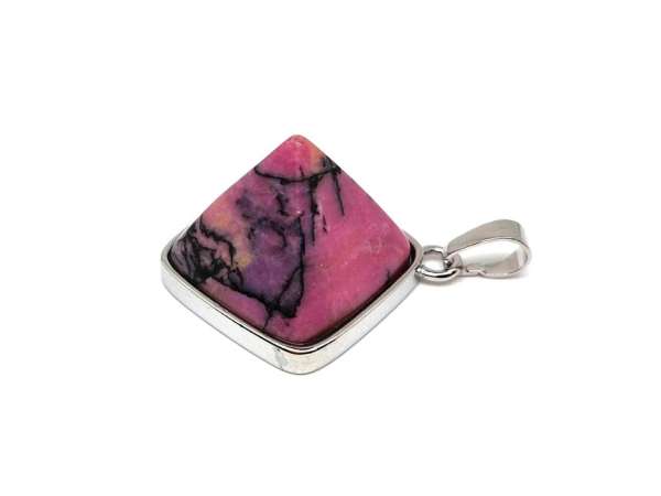 Piramis medál fémmel Rodonit 2x2cm