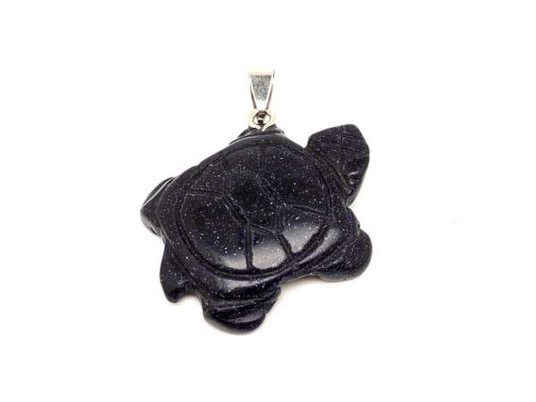 Teknős medál goldstone kék 3,5x3,5cm