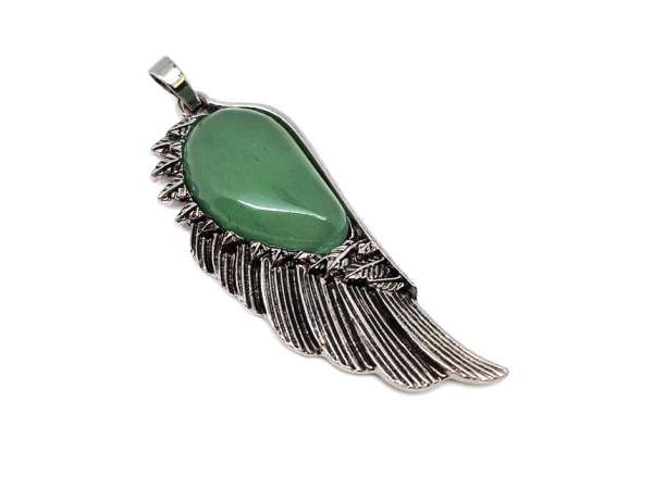 Angyalszárny medál fém Aventurin 2x6cm