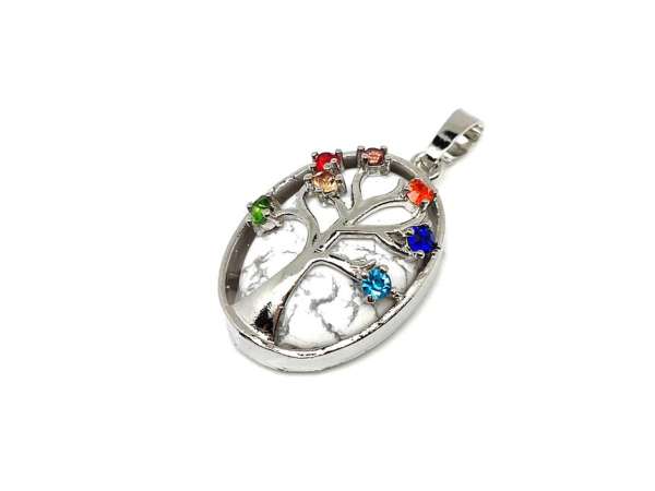 Ovális medál fém fa str szines Howlit 2x3cm