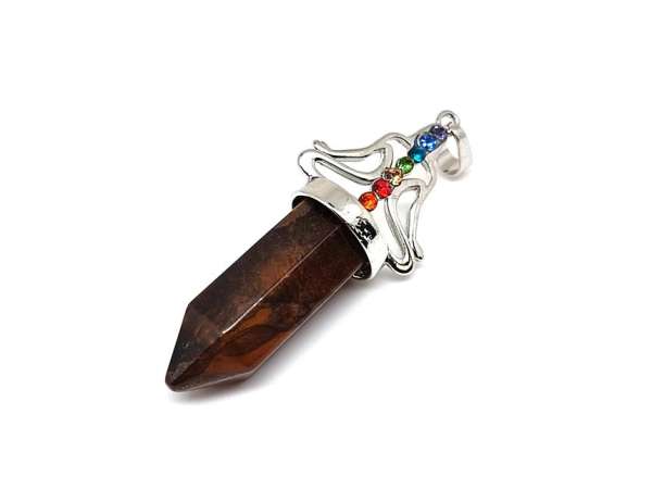 Csúcs medál fém buddha Tigrisszem 12x60mm