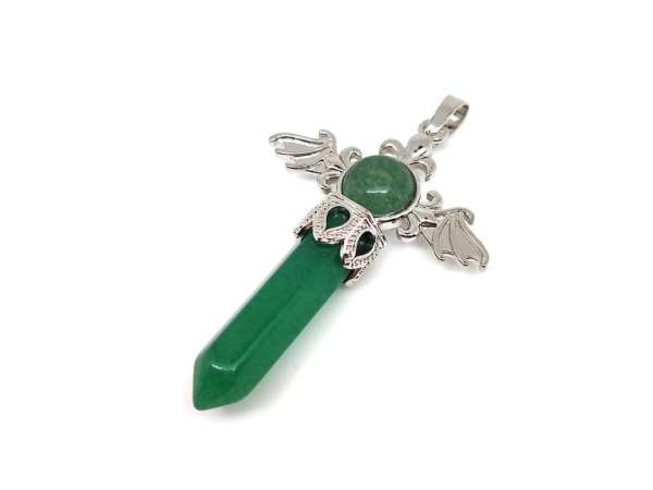 Csúcs medál fém szárny Aventurin 4x5cm