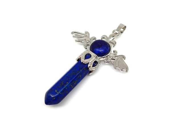 Csúcs medál fém szárny Lapis lazuli 4x5cm