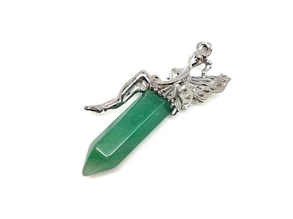 Csúcs medál fém angyal Aventurin 2,5x6cm