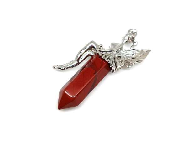 Csúcs medál fém angyal Jáspis vörös 2,5x6cm