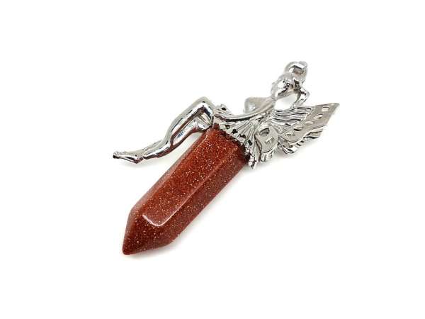 Csúcs medál fém angyal Goldstone vörös 2,5x6cm