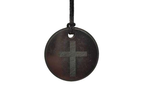 Shungit medál kereszt gravírozott 30mm